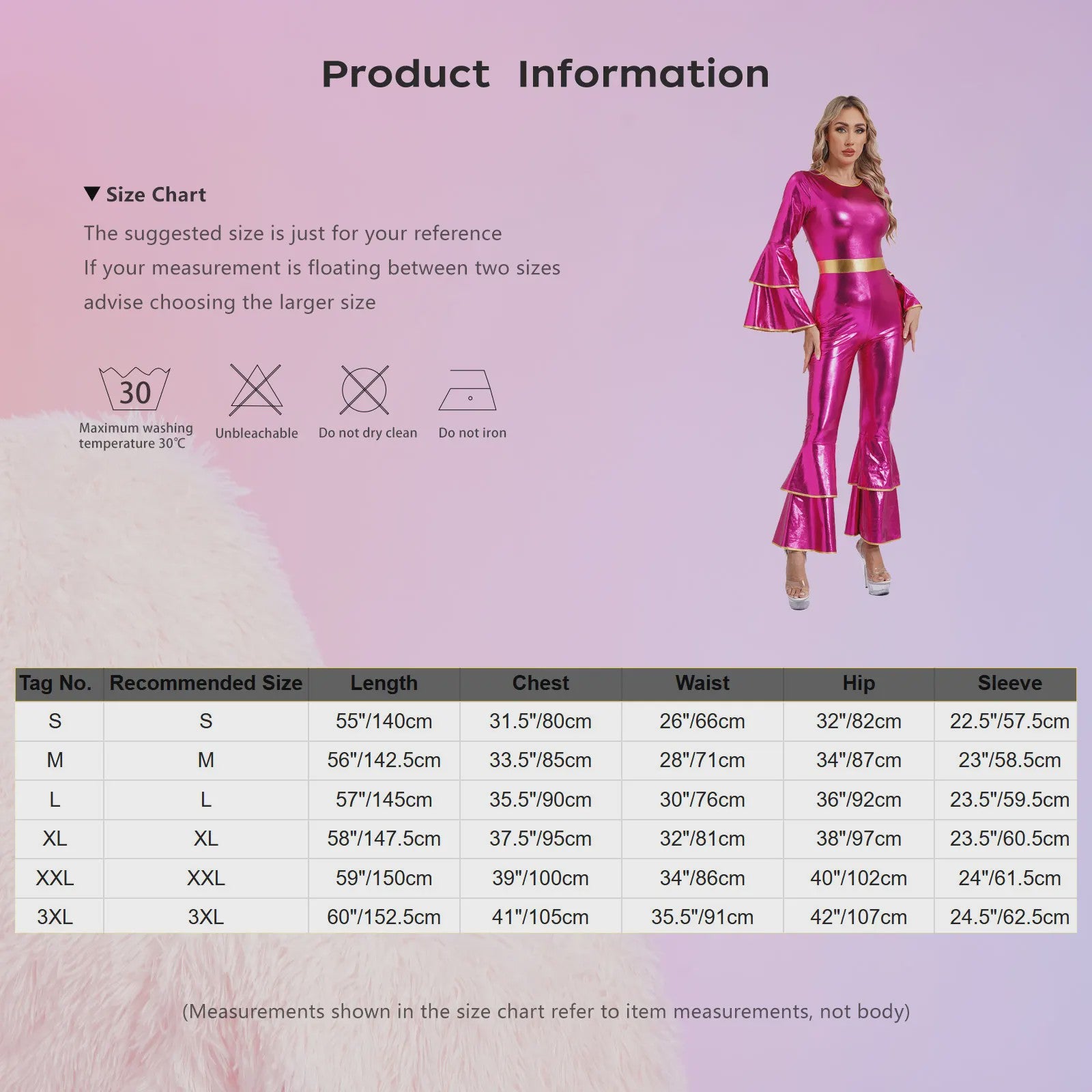 Dames Jumpsuit 70s Disco Metallic Met Wijde Pijpen en Flare Mouwen