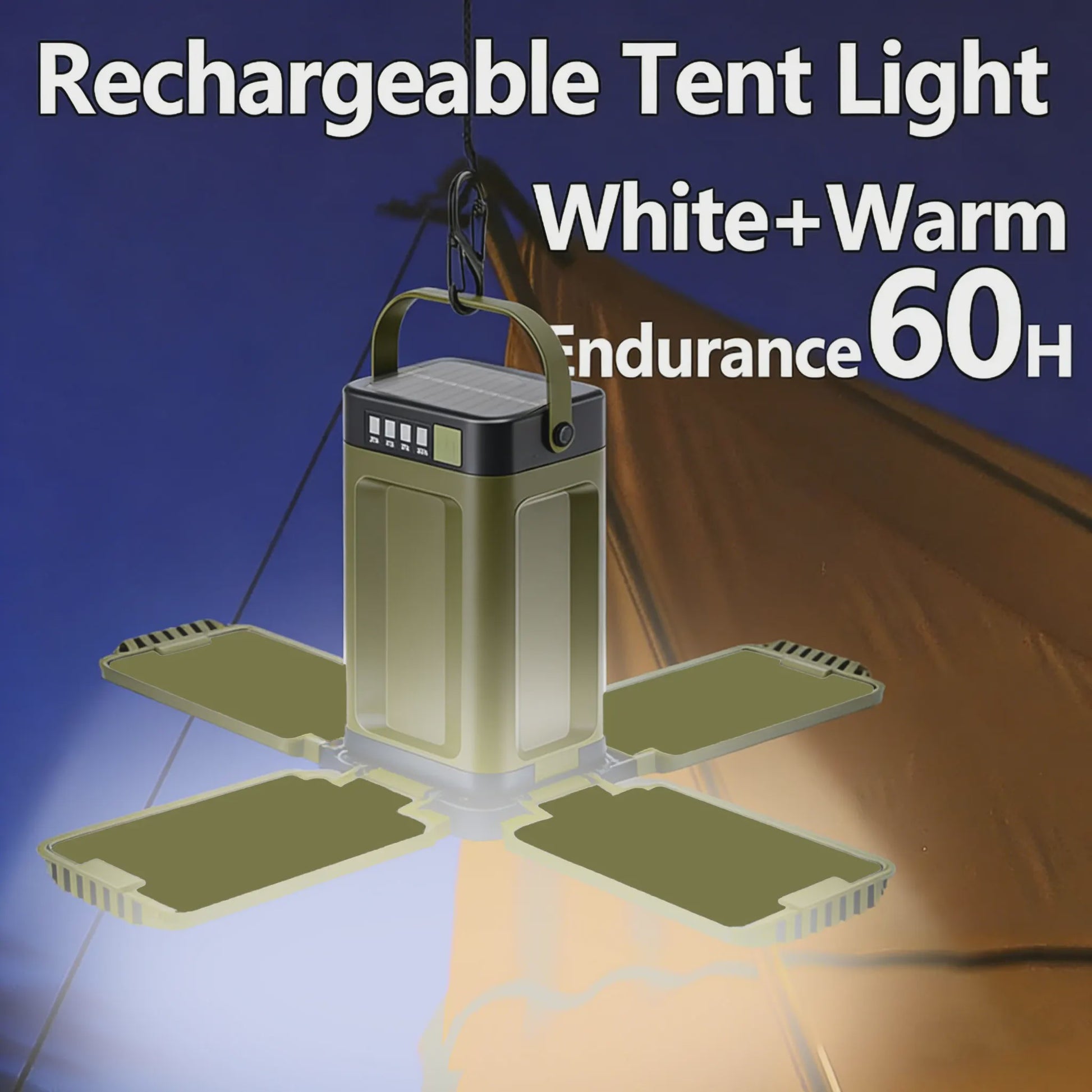 Oplaadbare Camping Lantaarn 15W LED Zaklamp met Magneet & Verstelbare Lampen