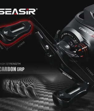 SEASIR Cast X2 Baitcasting Reel - 7.3:1 Versnelling, Keramische Lagers & Carbon Washer