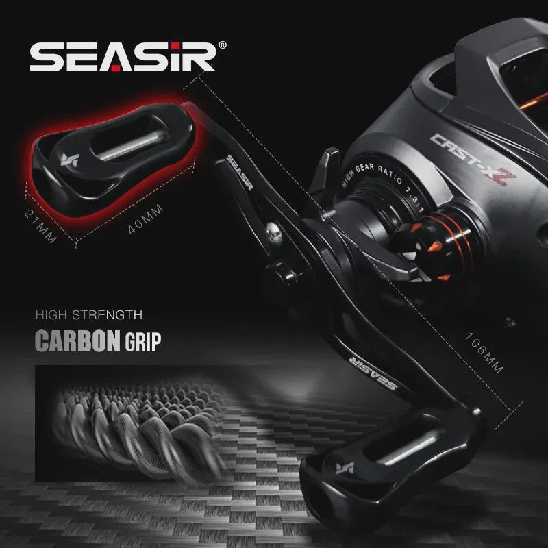SEASIR Cast X2 Baitcasting Reel - 7.3:1 Versnelling, Keramische Lagers & Carbon Washer