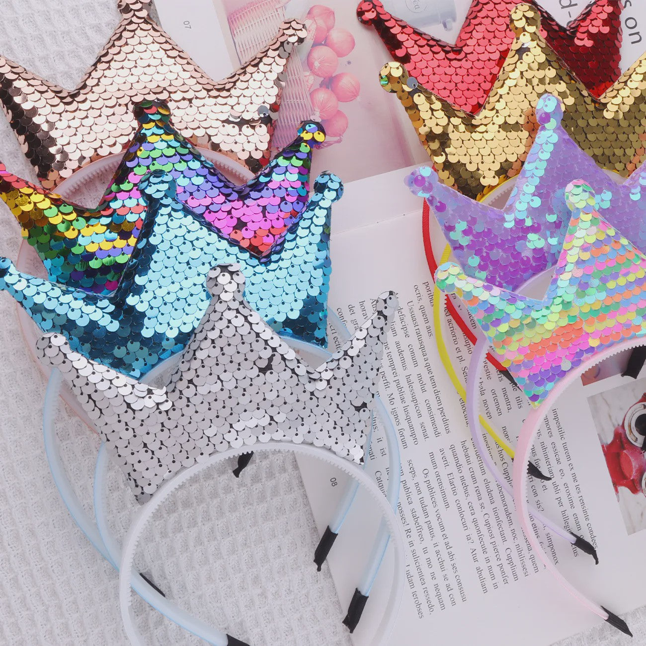 Crown Headband Sequins Hair Bands Women Girls Hair Accessories for Birthday Party Favors Hair Decoration Supplies