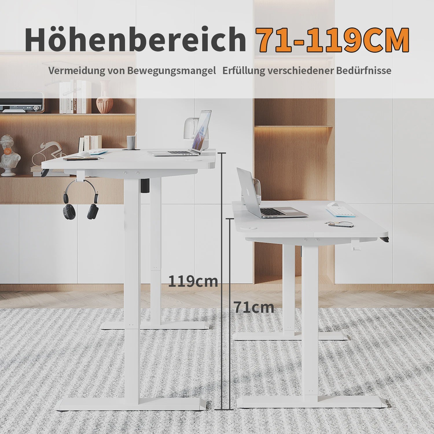 Devoko Elektrisch In hoogte Verstelbaar Bureau 140x60 cm - Stabiel & Stijlvol