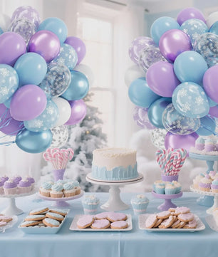 40x 12 inch Latex Ballonnen Set - Sneeuwvlok, Paars & Blauw - Feestdecoratie