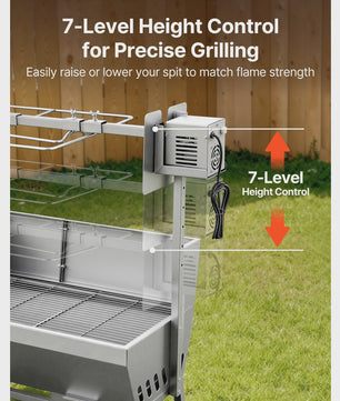 Professionele Rotisserie BBQ Spit 47.95 inch - Elektrische Draaier voor Varken, Lam & Meer (132 LBS)