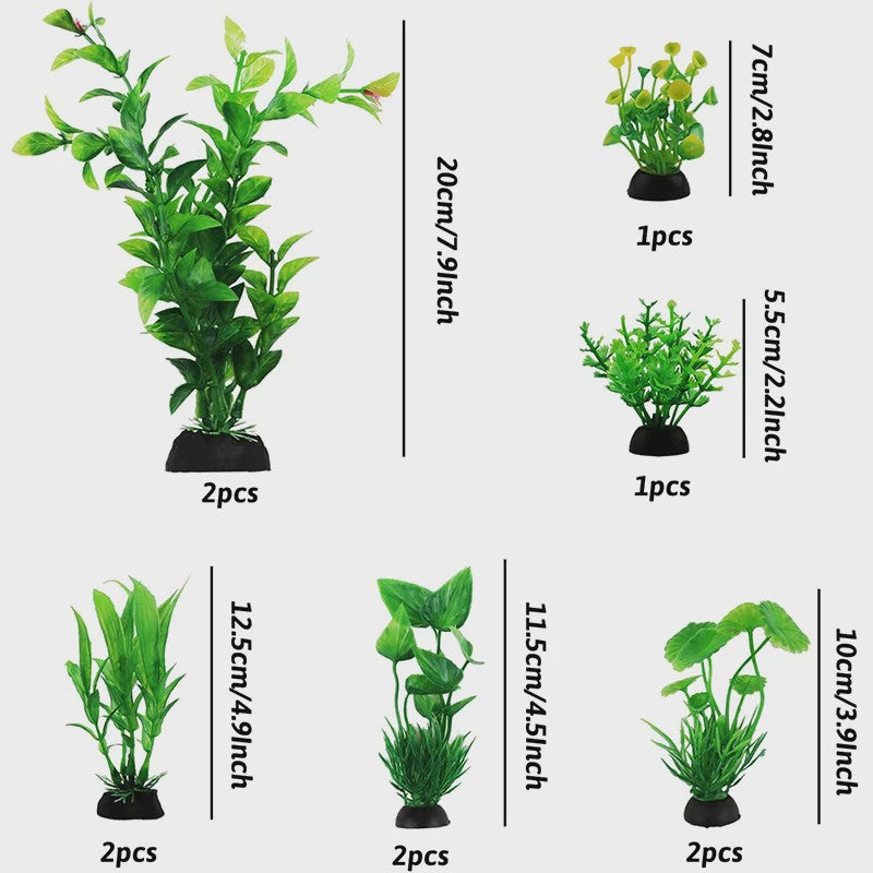 10 Delige Set Aquarium Planten Decoratie - Kunststof Waterplanten voor Vistank