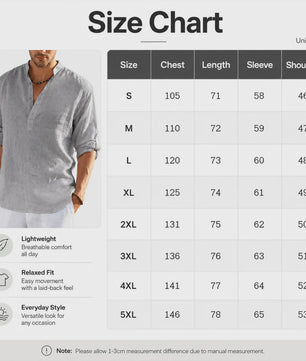 Heren Linnen Blouse Casual Lange Mouw - Comfortabele Vrijetijdstop