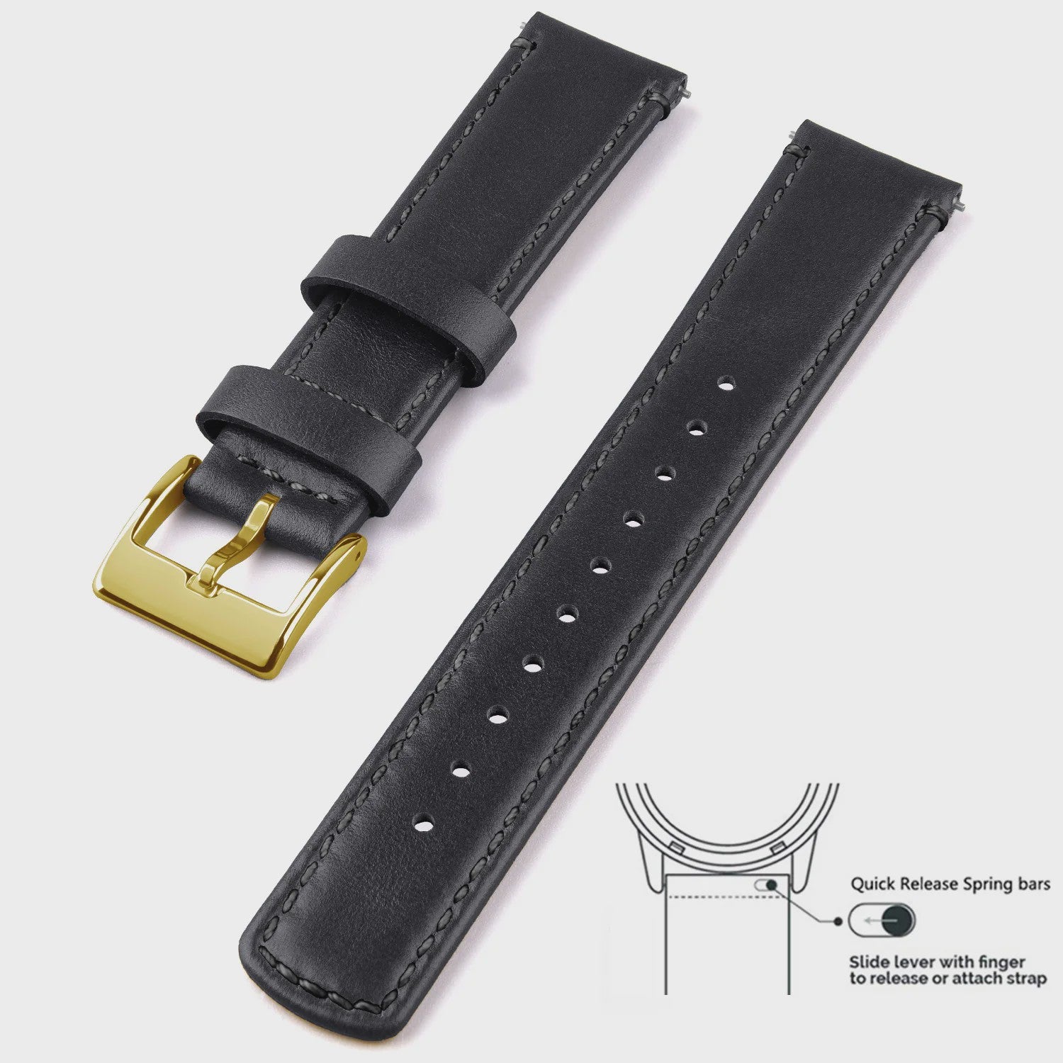 Top Grain Echt Lederen Horlogeband - 20mm/22mm Quick Release - Voor Heren, Dames & Samsung Galaxy Watch