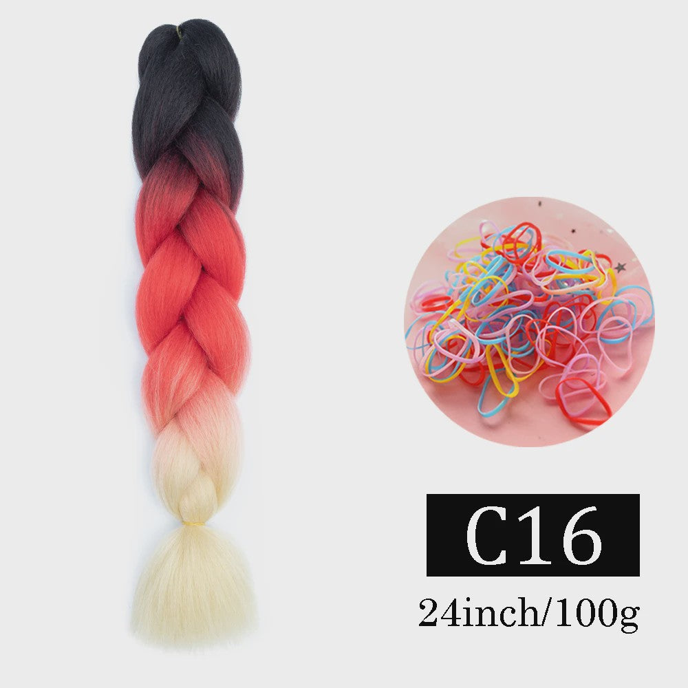 24 Inch Jumbo Braids Haarverlenging - Synthetisch Vlechtkapsel met Ombre Kleuren