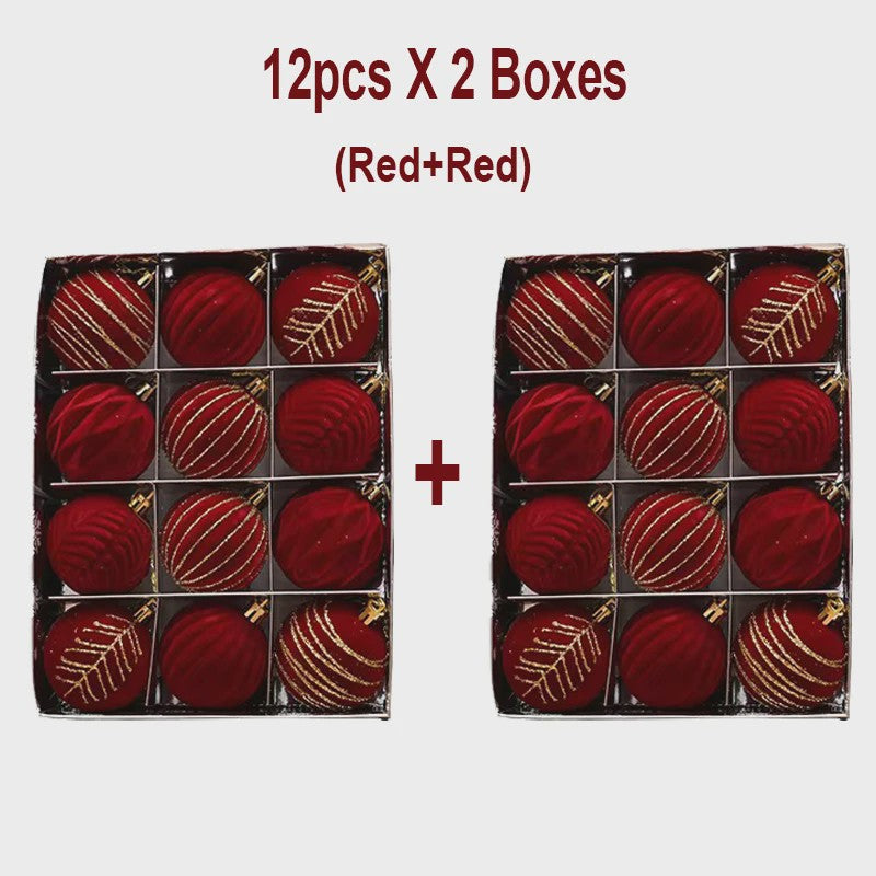 Kerstballen 6cm - Set van 12/16 Stuks - Wijnrood & Goud - Fluweelzacht & Feestelijk