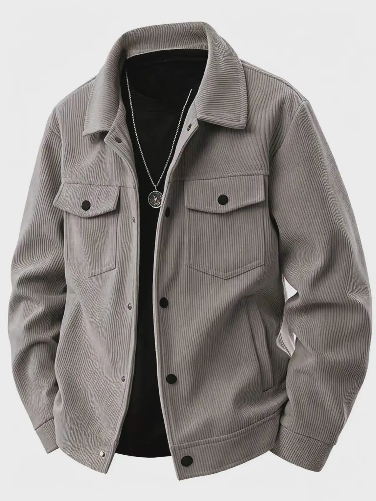 Herfst/Lente Heren Casual Corduroy Jas met Knopenkraag