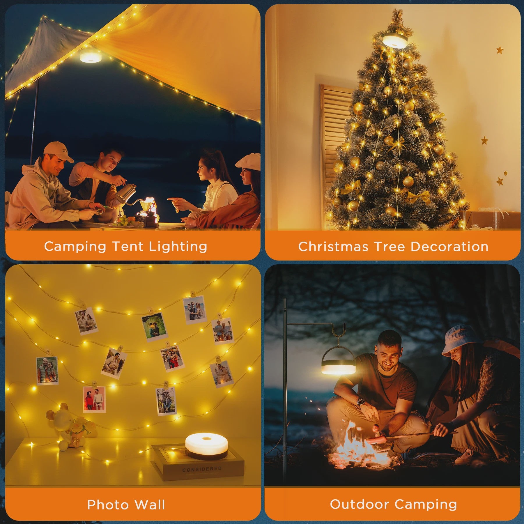 Lureshine 2-in-1 Camping Lamp & Slingerlicht - Oplaadbaar, Waterdicht & Veelzijdig