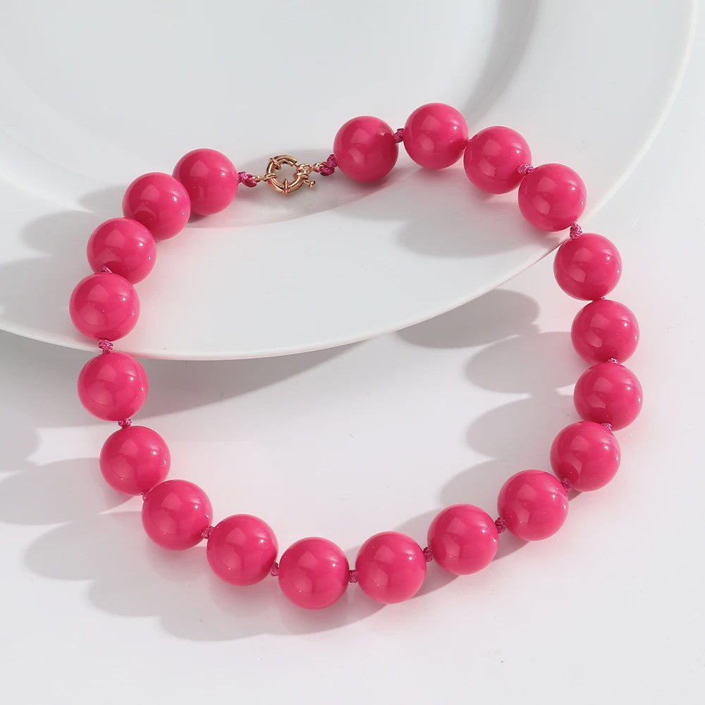 Handgemaakte Retro Acryl Ketting met Grote Kleurrijke Kralen - Statement Choker