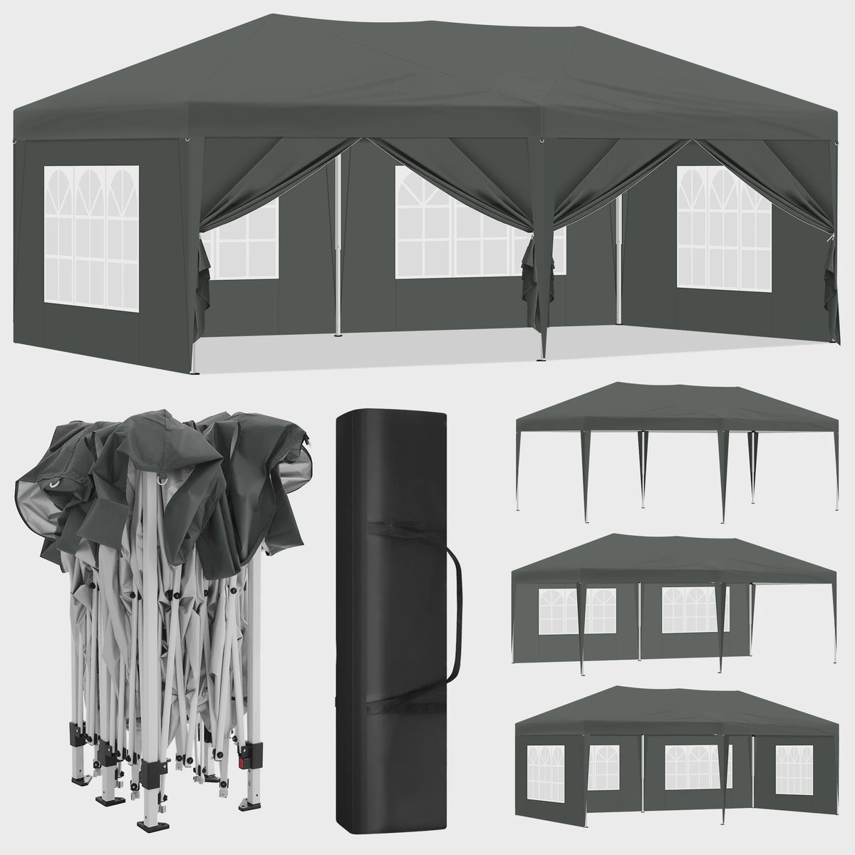 Pop-Up Partytent 3x6m Beige - Waterdicht, UV-beschermend & Inclusief Zijwanden
