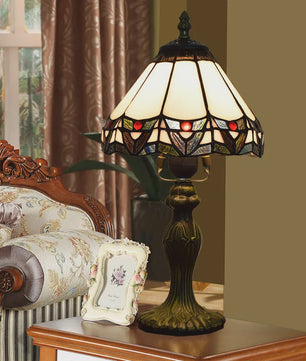 Stijlvolle Tiffany Tafellamp met Glas-in-Lood - Sfeervolle Leeslamp voor Woonkamer, Slaapkamer of Kantoor