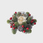 Kerst Krans met Bessen, Denneappels en Kaarsenhouder - Tafeldecoratie