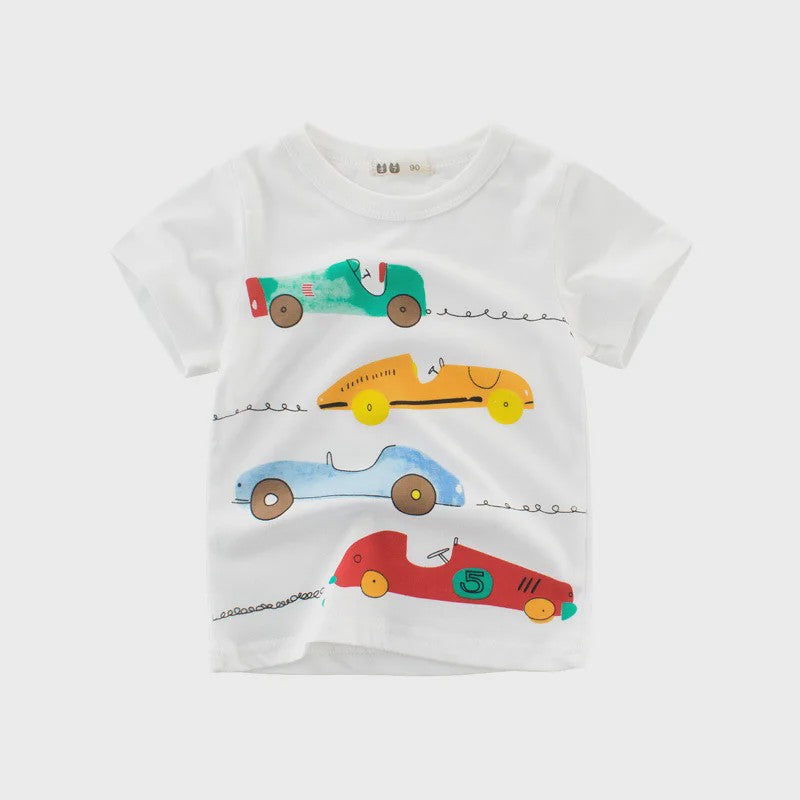 Zomer T-shirts Jongens 2-8 Jaar - Katoen, Korte Mouw met Leuke Prints