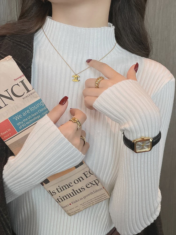 Chique Gebreide Turtleneck Trui voor Dames - Slim Fit, Lange Mouwen, Warm & Basic voor Herfst/Winter