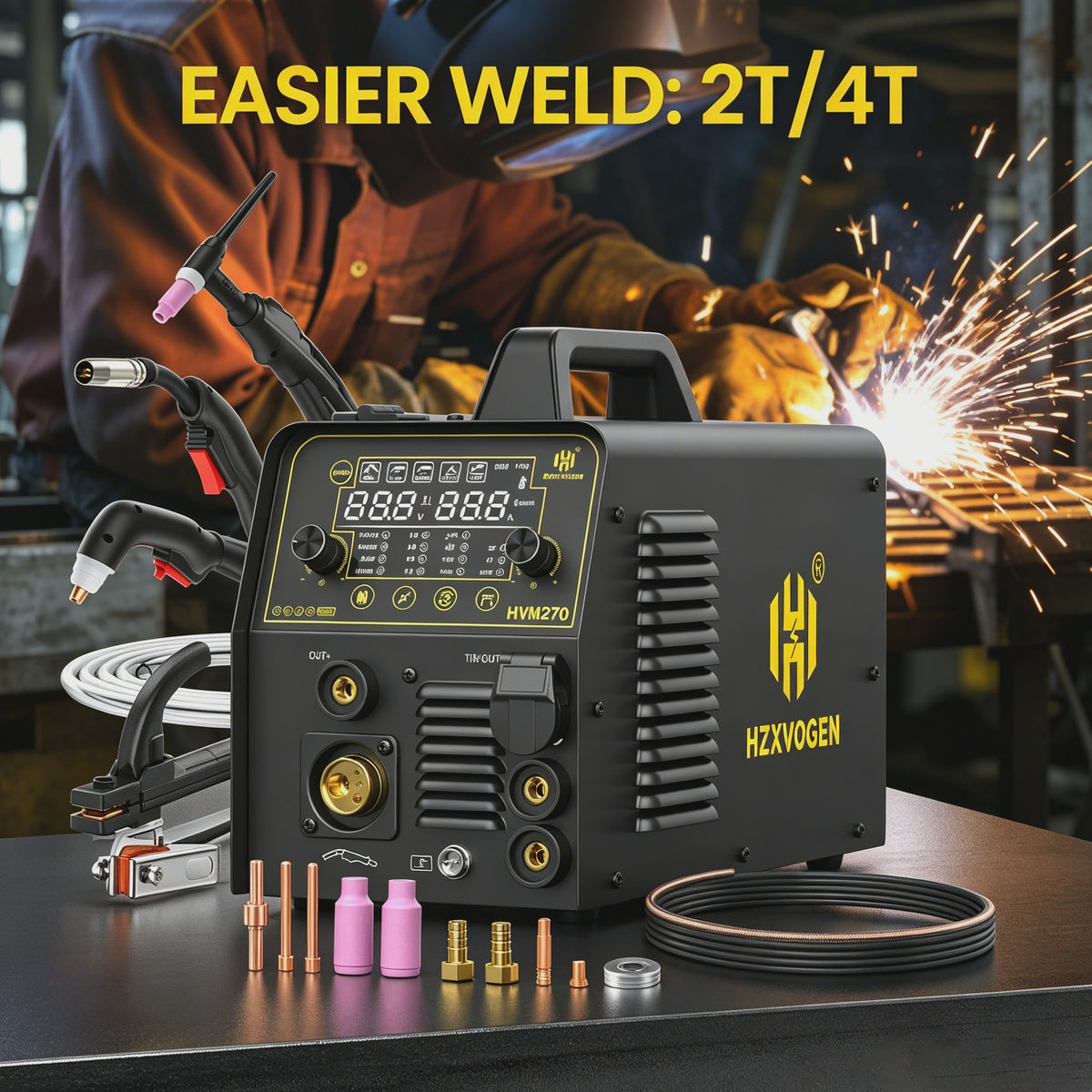 HZXVOGEN HVM270 6-in-1 Multi-Proces Lasmachine (MIG/TIG/MMA/CUT/SPOT) 220V Inverter
