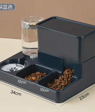 Dubbele Voer- en Waterbak voor Katten en Honden met Automatische Waterdispenser - Anti-slip & No-Spill