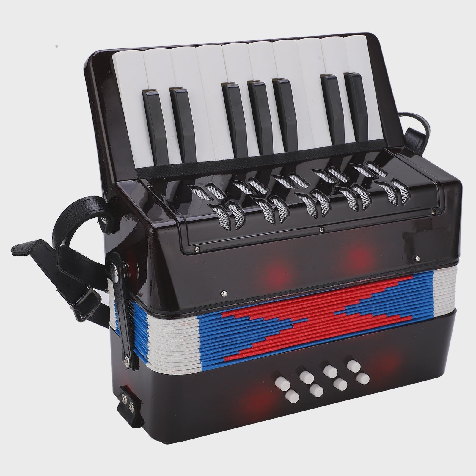 Compacte Zwarte Accordion met 17 Toetsen en 8 Bassen - Muzikaal Speelplezier