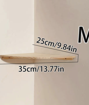 Set van 3 Houten Hoekplanken - Drijvende Wandplanken met Golvende Rand