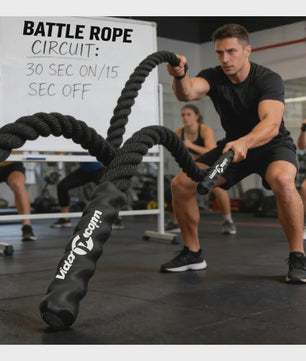 Zwarte Battle Rope 6m (4.5kg) - Duurzaam Polyester Trainingsmateriaal voor Thuis en Buiten