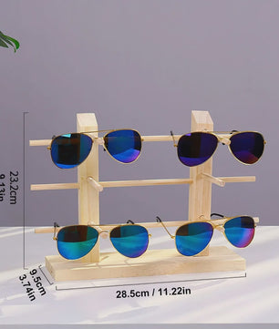 Houten Brillen Display Standaard - 5 Lagen Opbergrek voor Zonnebrillen en Optische Brillen