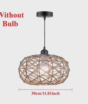 Industriële Rotan Hanglamp 30cm - Vintage Sfeer voor Woonkamer, Eetkamer & Bar