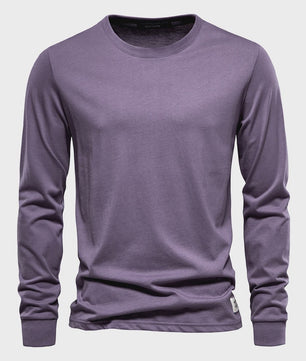 AIOPESON Heren Basic Longsleeve T-shirt - Katoen, Ronde Hals, Effen Kleur