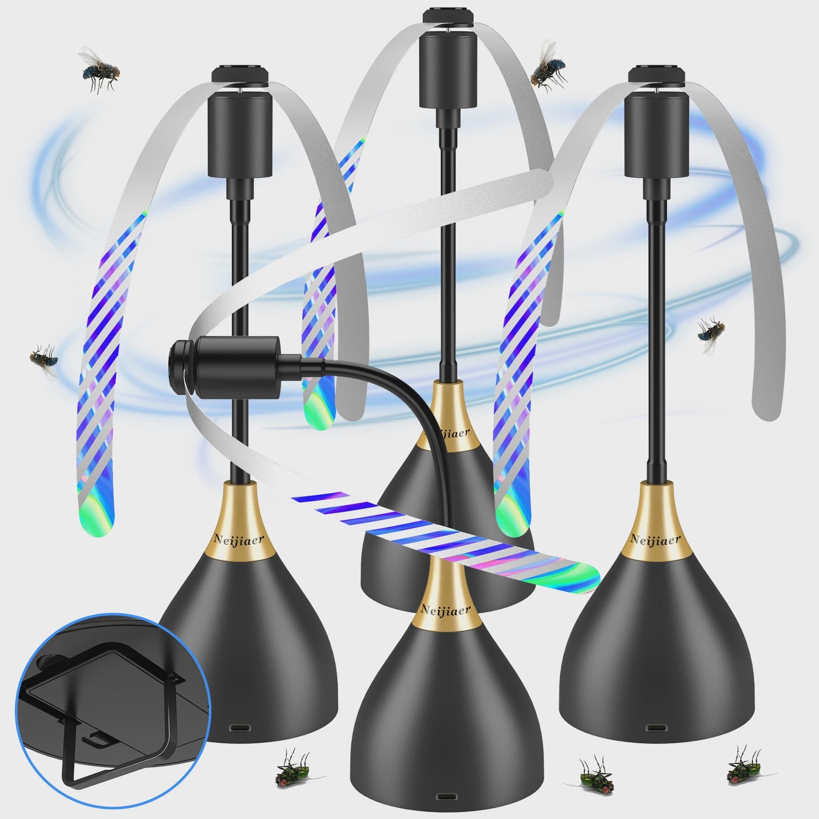 Vliegenventilator voor Tafels - USB/Batterij - Draagbaar en Geluidloos - Houd Vliegen Weg