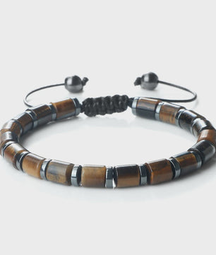 Blauwe Cilindervormige Agate Armband - Gevlochten Natuursteen Bangle voor Dames en Heren