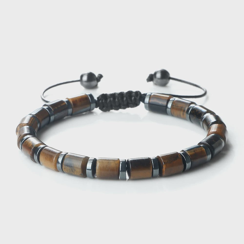 Blauwe Cilindervormige Agate Armband - Gevlochten Natuursteen Bangle voor Dames en Heren