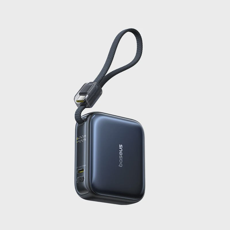 Baseus 45W Mini Powerbank 10000mAh met Ingebouwde USB-C Kabel - Compact & Snel Laden