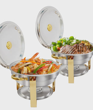 Chafing Dish Buffet Set RVS met Gouden Accent - 2 of 4 Stuks