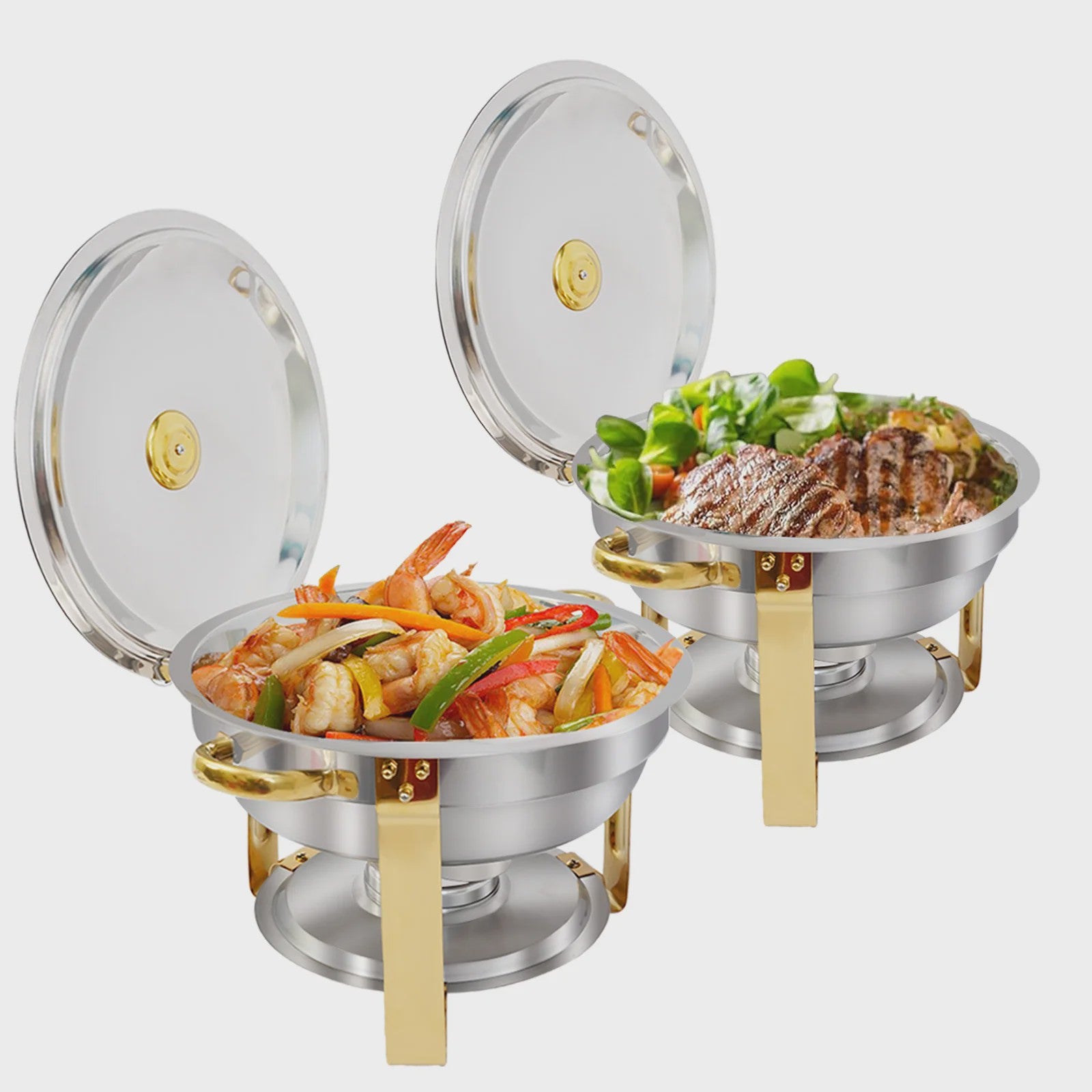 Chafing Dish Buffet Set RVS met Gouden Accent - 2 of 4 Stuks