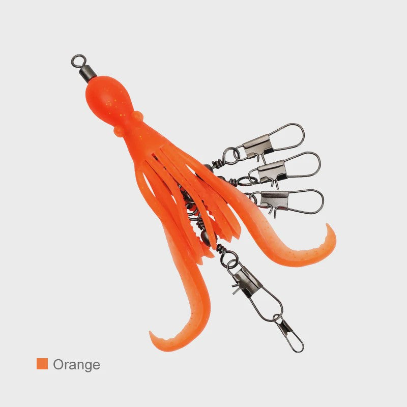Set van 2 Siliconen Octopus Vishaas Connectoren met Swivels en Haken