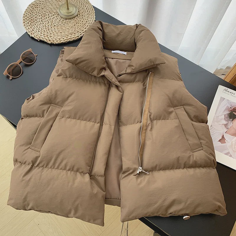 Dames Elegante Winter Gilet met Standkraag - Warm en Stijlvol Casual Buitenkleding