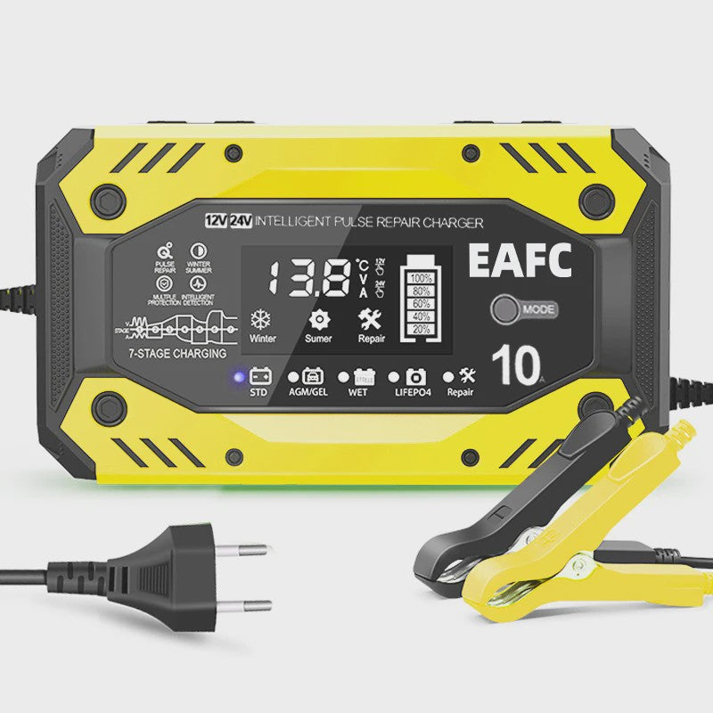 Slimme Acculader 12V/24V met Pulsreparatie & LCD Display - Voor Auto & Motor