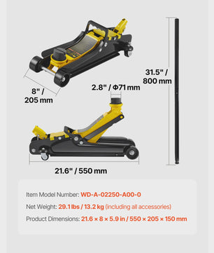 2.5 Ton Hydraulische Garagekrik - Lage Profiel & Zware Kwaliteit
