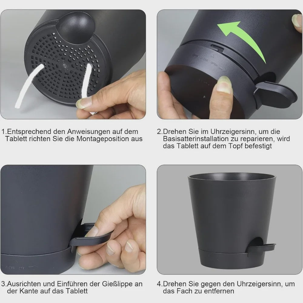 Set van 6 Zelfwaterende Plantenpotten met Onderzetter - Ideaal voor Binnen & Buiten