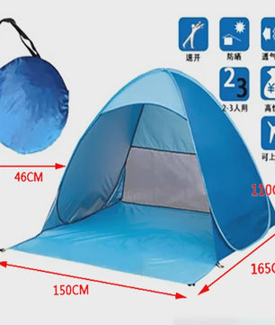 Automatische Pop-Up Strandtent UPF50+ - Snel Opzetbaar Zonnescherm voor Strand, Camping & Vissen