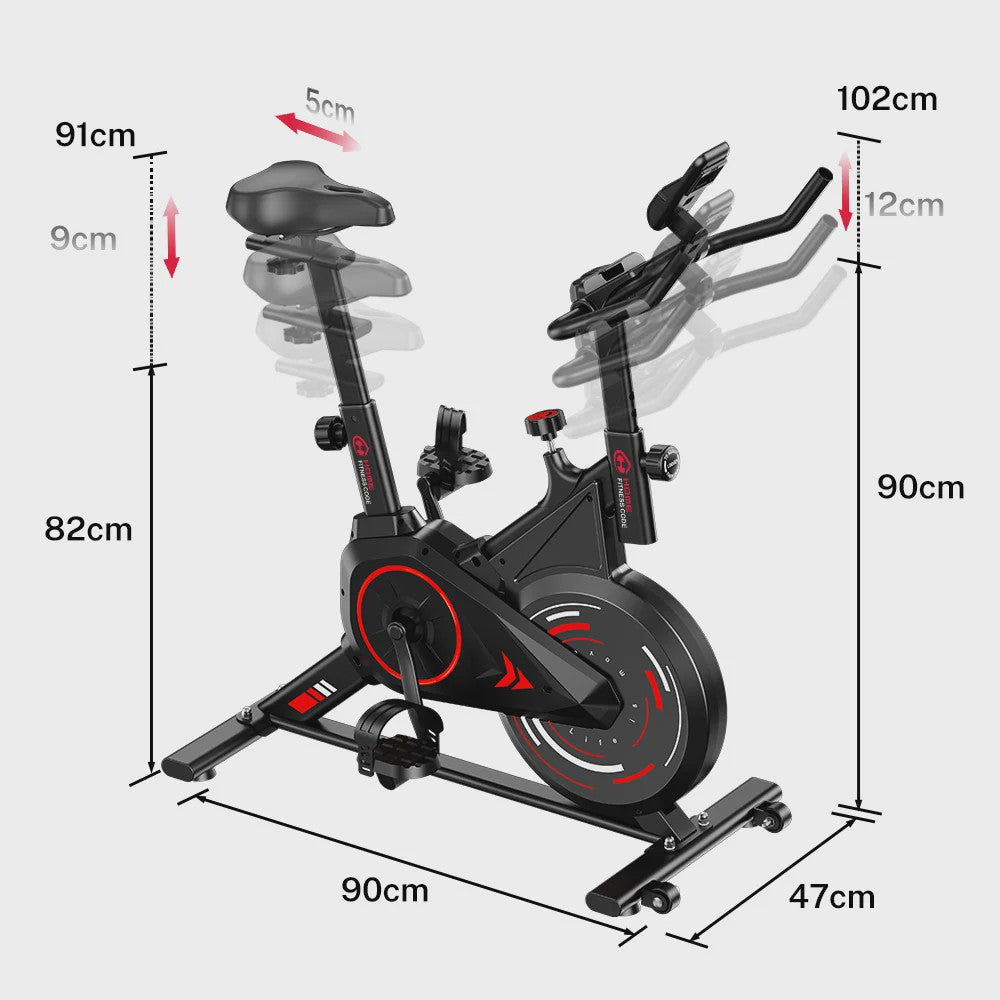 Stille Hometrainer Spin Bike voor Binnen Fitness - met LCD Monitor & Tablethouder - Max 120kg