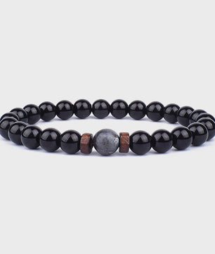 Natuursteen Armband Heren Dames - Lava & Hout Kralen 8mm