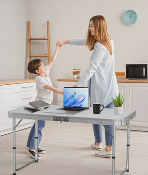 Aluminium Campingtafel 120x60x70cm - Opvouwbaar, Draagbaar & Verstelbaar voor Picknick, Bureau, Diner