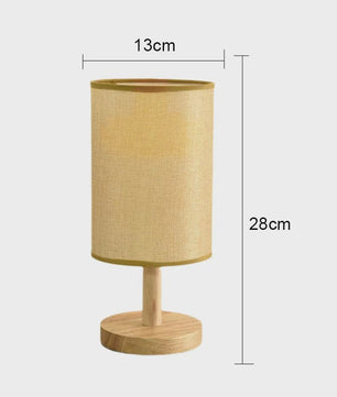 Sfeervolle LED Tafellamp met Houten Basis & Stoffen Kap - Dimbare Nachtlamp USB