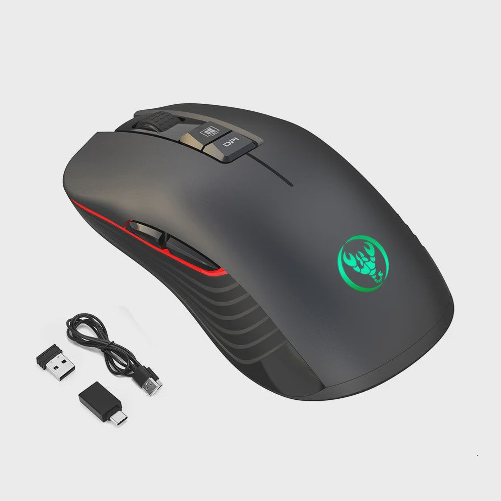Draadloze Oplaadbare Muis 2.4G USB-C, 3600DPI, 7 Knoppen, Mute, voor PC & Macbook