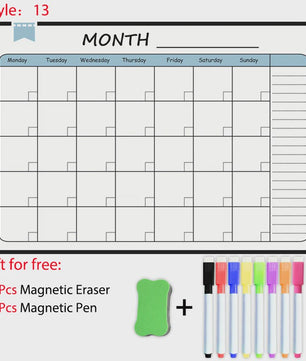 Magnetisch Whiteboard Kalender A3: Maandelijkse & Wekelijkse Planner, Krasvrij & Uitwisbaar voor Koelkast