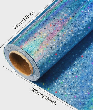 Holografisch Sterren Cadeaupapier Blauw - Glanzend & Feestelijk