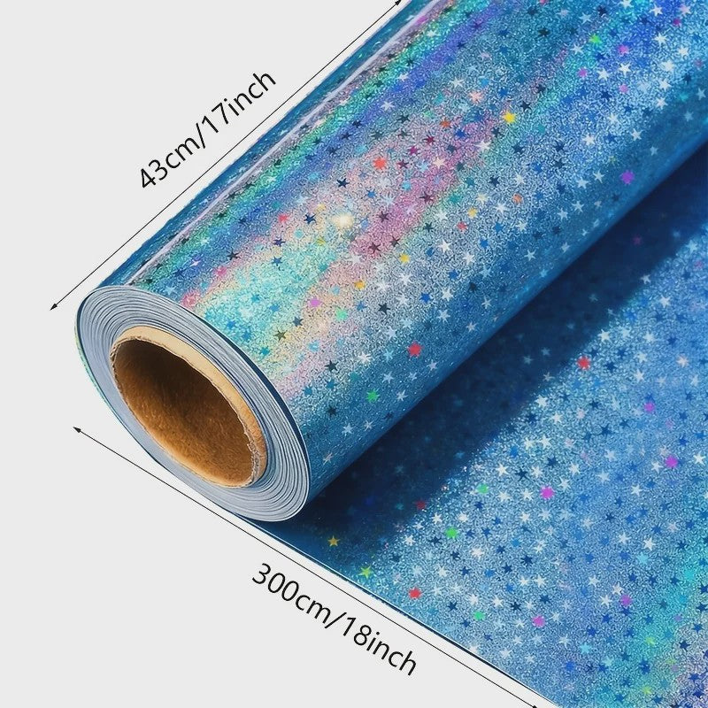Holografisch Sterren Cadeaupapier Blauw - Glanzend & Feestelijk