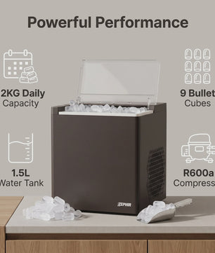 Compacte IJsmachine voor aanrecht - 12KG/24H - Zelfreinigend - Bullet IJs - 1.5L Tank